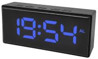 Часы электронные цифровые настольные мини с будильником, термометром и календарем (прмт-103267) синяя подсветка