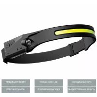 Налобный фонарь Sonyks SN330 ALL perspectives induction headlamp с двойным источником света и сенсорным датчиком включения. Цвет черный