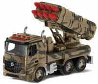 Военная машина конструктор с ракетной установкой 1:22 28мм фрикционная свет звук Funky Toys