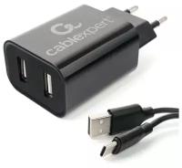 Зарядное устройство Gembird Cablexpert 2xUSB 2.4A + кабель Type-C MP3A-PC-37