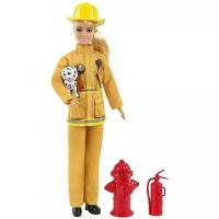 Кукла Barbie в пожарной форме с аксессуарами, 30 см, GTN83 розовый