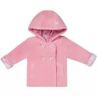 Куртка велюровая для девочки Diva Kids, 0,5 - 3 лет, 74 - 98 см, розовая, утепленная, с капюшоном, на молнии/ Верхняя Одежда для малышей/ Куртка утепленная для малышей/ Куртка утепленная для девочки/ Куртка велюровая утепленная для малышей
