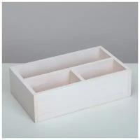 Ящик деревянный 34,5x20,5x10 см подарочный комодик, белая кисть