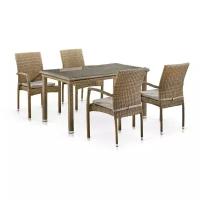 Комплект плетеной мебели Афина-Мебель T256B/Y379B-W65 Light Brown (4+1)
