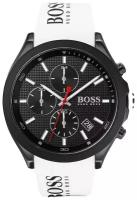 Наручные часы BOSS мужские Velocity Наручные часы Hugo Boss HB1513718 кварцевые, будильник, секундомер, хронограф, подсветка стрелок, водонепроницаемые, черный, белый