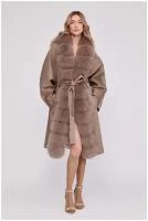Пальто EKATERINA ZHDANOVA, демисезон/зима, шерсть, оверсайз, средней длины, размер 50/52/164-172, бежевый