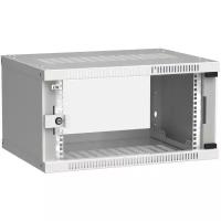 Шкаф коммутационный ITK Linea WE (LWE3-06U64-GF) настенный 6U 600x450мм пер.дв.стекл направл.под закл.гайки 50кг серый 400мм 11кг 200град. 320мм 20 сталь