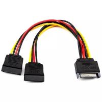 Кабель Atcom SATA - 2x SATA (AT4366), черный/красный/желтый, 0.2 м