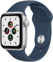 Apple Watch SE GPS, 44mm Silver Aluminium Case with Abyss Blue Sport Band
