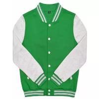 Куртка бомбер / Street Style / Varsity Classic Jacket V 2 / зелёный с светло-серыми рукавами / (XXXL)