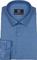 Рубашка Мужская рубашка полуприталенная с длинным рукавом, стильная расцветка, дышащий материал, размер 45/46, синий