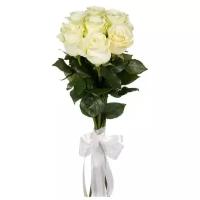 Букет из 7 белых роз Аваланш высотой 50 см, арт.827