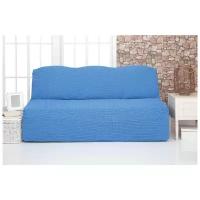 Чехол на трехместный диван без подлокотников и оборки Venera цвет голубой