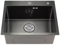 Кухонная мойка AQUAREL' из нержавеющей стали SUS 304 5045-BL (500х450х200 мм) черно-серый (графит)