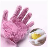 Многофункциональные перчатки силиконовые термостойкие для мытья посуды, перчатки кухни-щетка для
