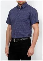 Рубашка мужская короткий рукав CASINO c223/05/6153/Z/1, Полуприталенный силуэт / Regular fit, цвет Синий, рост 174-184, размер ворота 40