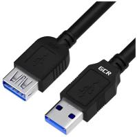 GCR Удлинитель 0.3метра USB 3.0, AM/AF, черный (7751875)