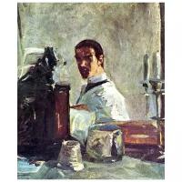 Репродукция на холсте Автопортрет перед зеркалом (Self-portrait front of the mirror) Тулуз-Лотрек Анри 30см. x 36см