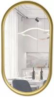 Зеркало настенное овальное в ванну зеркало в раме в гардеробную, прихожую, гостиную золото 80*43 см