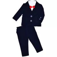 Комплект для малышей пиджак, брюки, рубашка и бабочка CHADOLLS темно-синего цвета, размер 1
