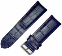 Ремешок 2608-01-1-7 М Kroko Синий кожаный объемный ремень для мужских наручных часов из натуральной кожи 26 мм матовый крокодил