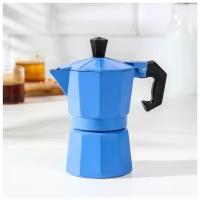 Кофеварка гейзерная Гармония на 1 чашек, цвет темно-голуюой
