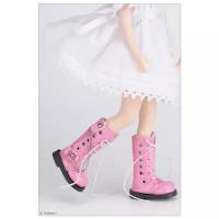 Dollmore 12 inches Anfan Chain Boots Pink (Высокие розовые ботинки на шнуровке с цепочками для кукол Пуллип 31 см / Блайз / Доллмор)