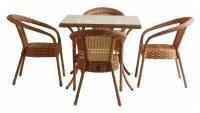 Комплект плетеной мебели для дома и сада DEKO 4 new с квадратным столом цвета капучино