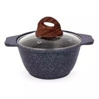 Кастрюля с антипригарным покрытием со стеклянной крышкой Kukmara (Granit Ultra Blue) кгг12а, 1 л