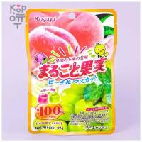 Мармелад жевательный со вкусом персика и винограда Kasugai whole fruit gummy, 32гр