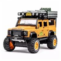 Модель автомобиля внедорожник Land Rover DEFENDER Camel Trophy 1:28 (металл, свет, звук)