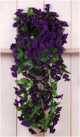 Искусственные цветы / Свисающие петунии в настенном кашпо / Ампельные цветы в вазоне / Искусственные растения / Фиолетовый