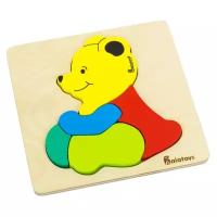 Игрушка для детей интерактивная развивающая Пазл Медвежонок из дерева (деревянная)