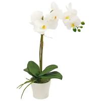 Искусственное комнатное растение цветок орхидея белая в горшке для декора домашнего интерьера