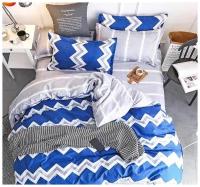 Комплект постельного белья Grazia-Textile 2-СПАЛЬНЫЙ Zigzag Blue, Сатин, наволочки 50x70 2 шт