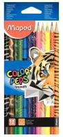 Карандаши цветные 12 цветов Maped Color'Peps Animals (L=175мм, D=7мм, d=3мм, 3гр) картонная упаковка (832212)