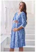 Комплект женский (сорочка/халат) для беременных, цвет голубой, размер 48