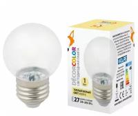 Led-g45-1w 3000k e27 cl с лампа декоративная светодиодная. форма шар, прозрачная. теплый белый свет (3000K). Картон. ТМ Volpe, 1шт