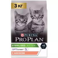 Сухой корм Purina Pro Plan для стерилизованных котят, с высоким содержанием лосося, Пакет, 3 кг