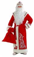 Костюм Деда Мороза с аппликацией красный, размер 54-56, Батик 146-54-56