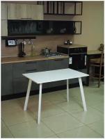Стол кухонный обеденный нераздвижной Слим 2, ЛДСП белый, опоры металлические белые, 110х70х75 см