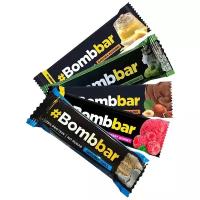 Bombbar Протеиновый батончик в шоколаде без сахара, ассорти всех вкусов 5шт x 40г (банановый пудинг, кокосовый торт, малиновый сорбет, фисташковая меренга, фундучное пралине)