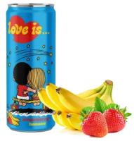 Газированный безалкогольный напиток Love is со вкусом клубники и банана, 330 мл