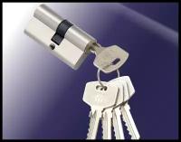 Цилиндровый механизм (личинка для замка)с английскими ключами. ключ-ключ N34/28 (62mm) SN (Матовый никель) MSM
