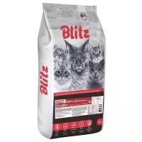 Сухой корм для кошек Blitz Sensitive, при чувствительном пищеварении, с говядиной, с индейкой