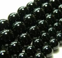Чёрный Агат (Натуральный камень, Природный минерал), форма бусин - шар 10мм