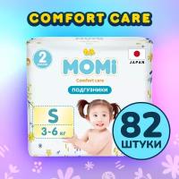 Подгузники Momi Comfort Care S (3-6 кг), 82 шт