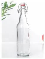 Бутылка бугельная 0,5 л, с пробкой, цвет прозрачный, 6,5 см х 6,5 см х 26,5 см