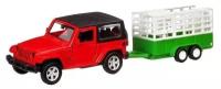 Автопанорама Машина Автопанорама Jeep Wrangler c прицепом для перевозки животных, 1/43, инерция, в/к - JB1251176