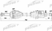 PATRON PDS0428 Полуось передняя левая 28X754X41 ABS 48T